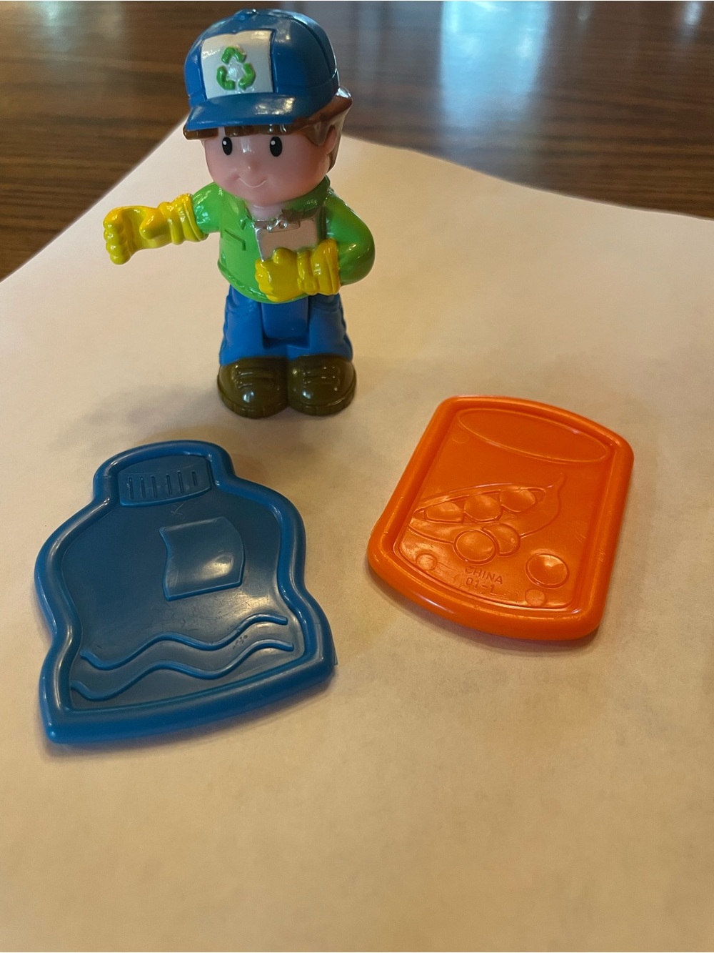 Fisher-Price Little People Recycling Truck Worker Poseable figure with Blue Hat